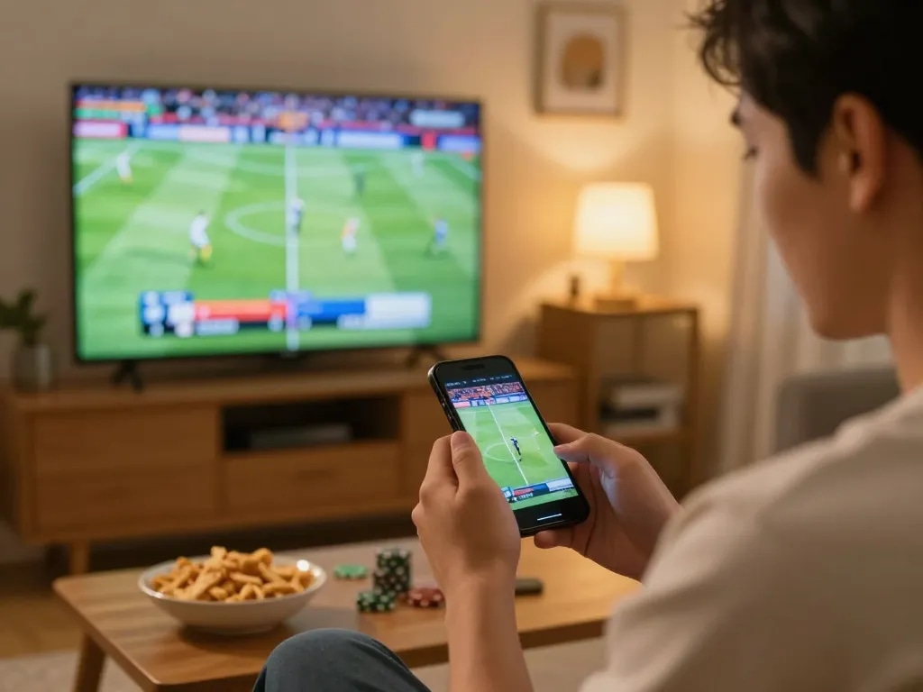 Betting live on sports via smartphone at home for enhanced experience with https://va88.now/ in action