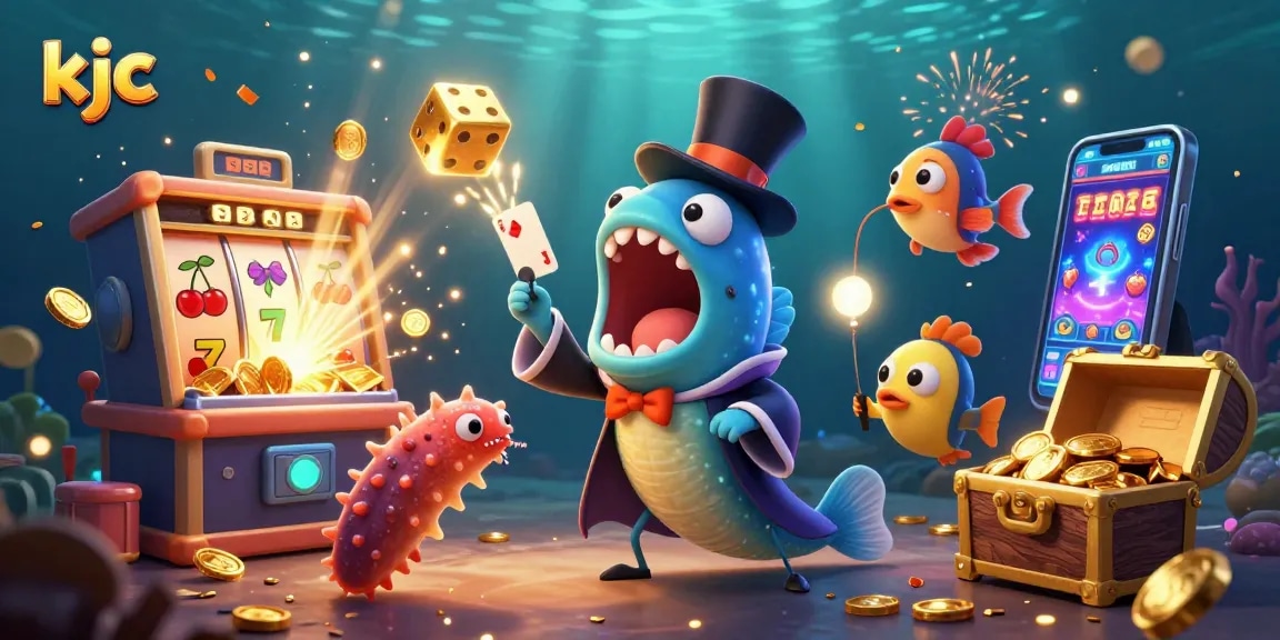 KJC showcases a vibrant underwater casino scene with a magical eel and anglerfish in action.