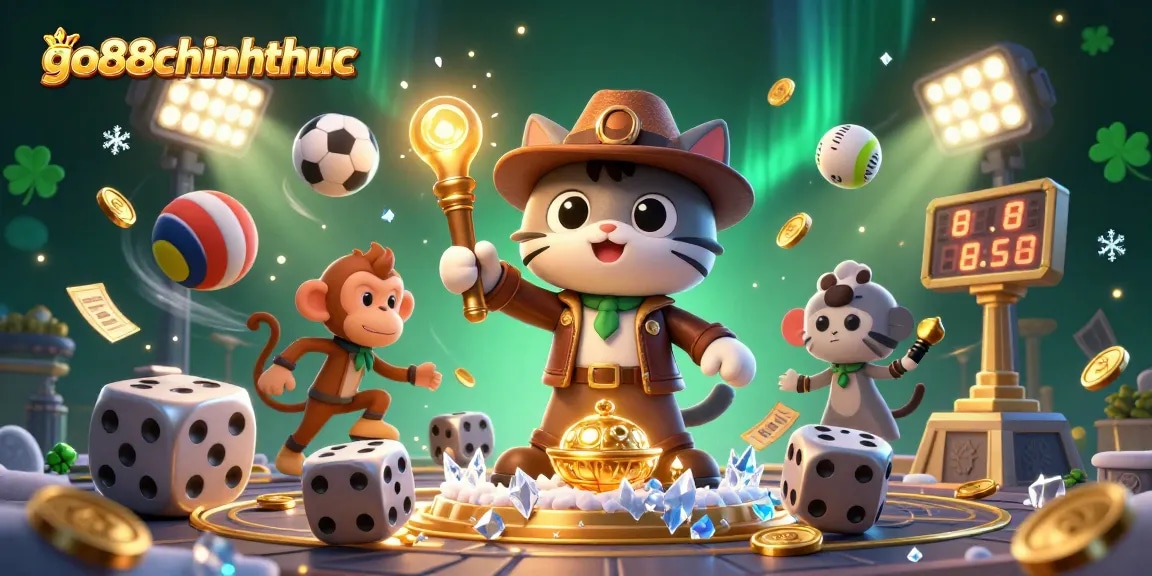Experience thrilling games with go88chinhthuc as the cartoon explorer cat uncovers golden casino treasures.