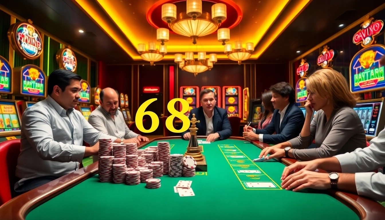 Experience thrilling gaming at 68VIP with professional poker play and vibrant casino atmosphere.