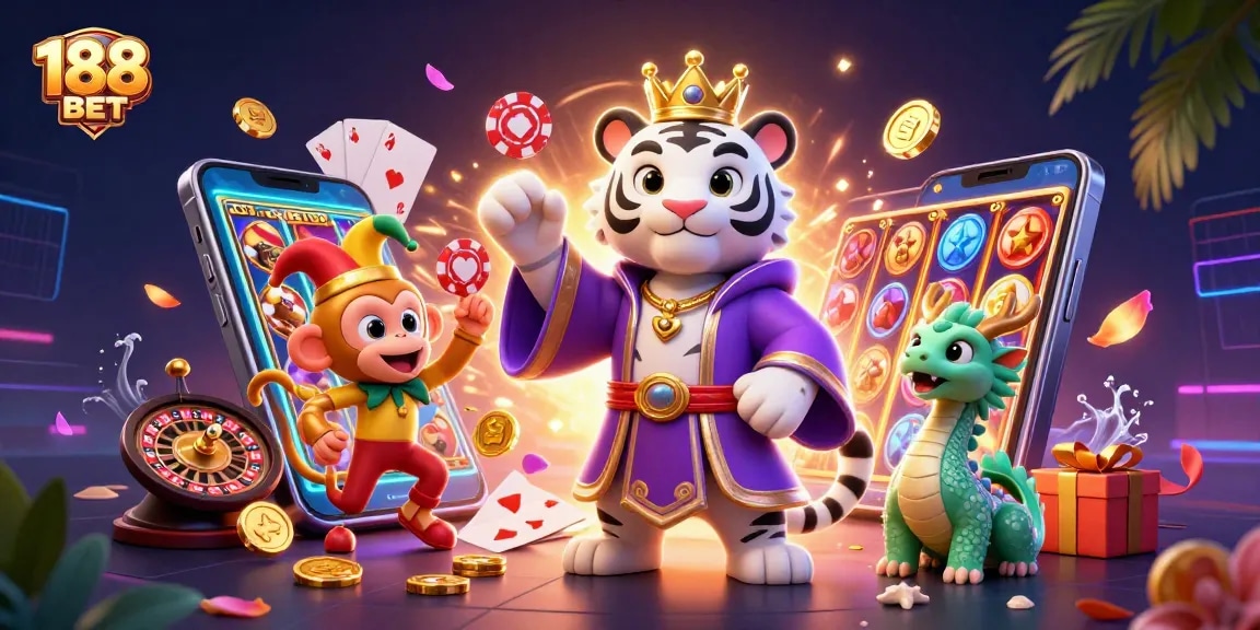 Win big with 188 BET in an exciting casino adventure featuring vibrant characters and games.