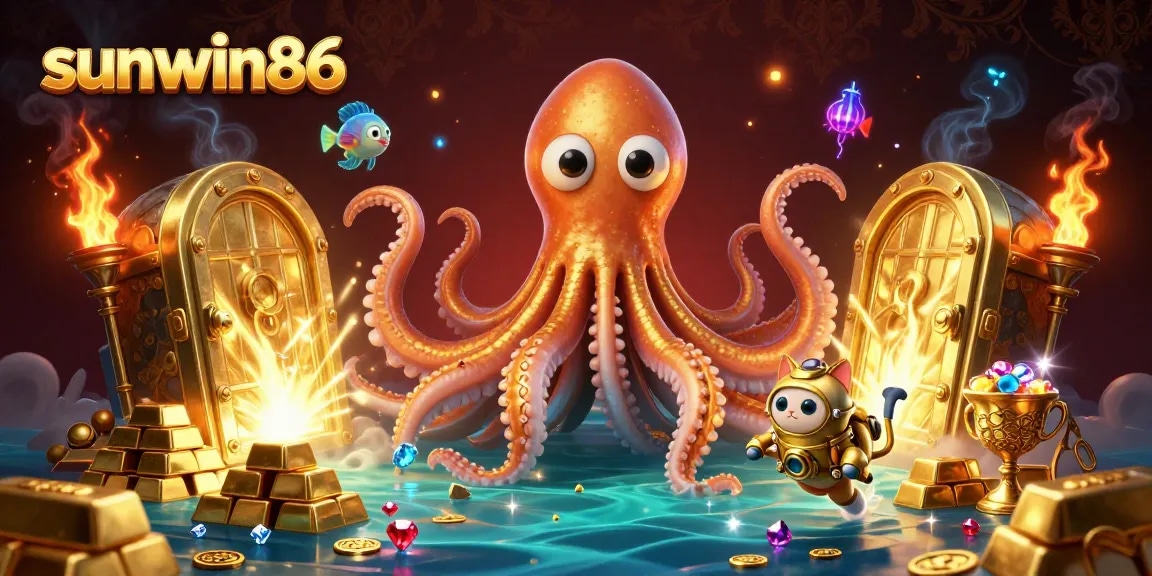 Engage in thrilling gameplay at sunwin86 with a kraken, diving cat, and treasures!