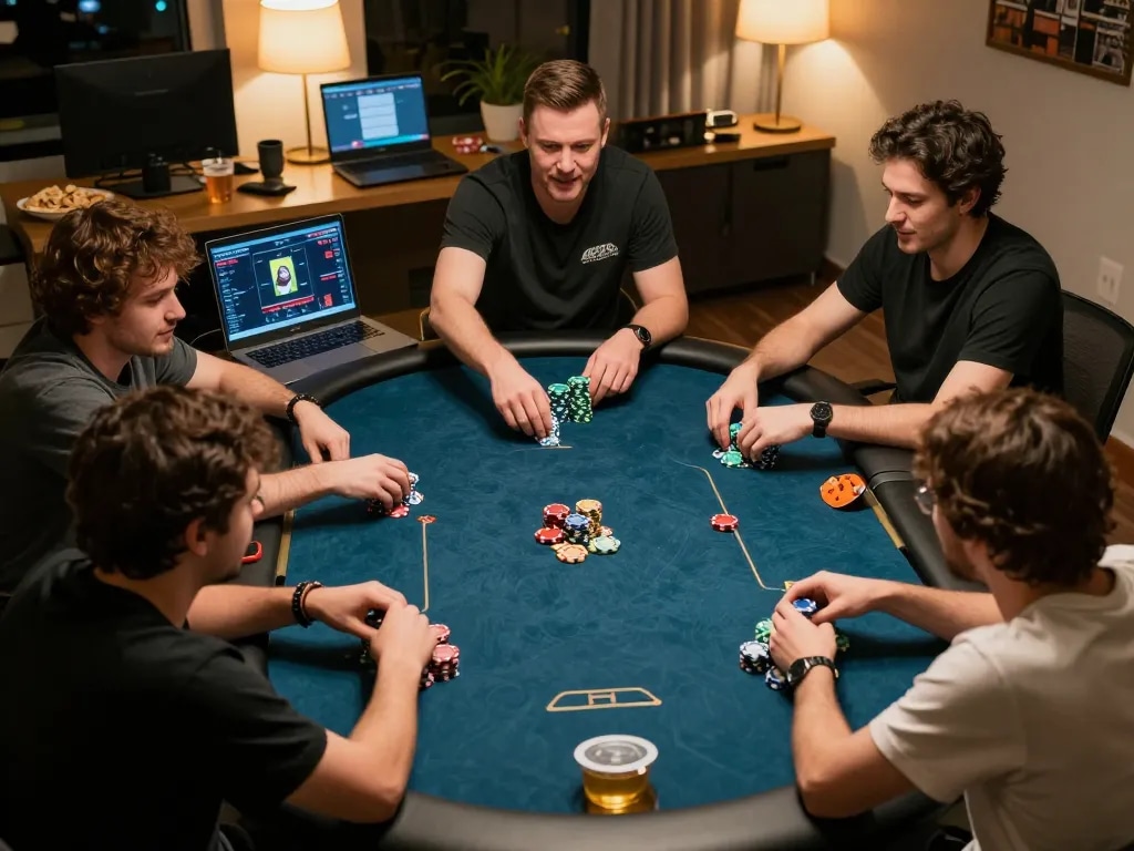 Players strategizing in a go88 ca online poker game, showcasing engagement and competitive spirit