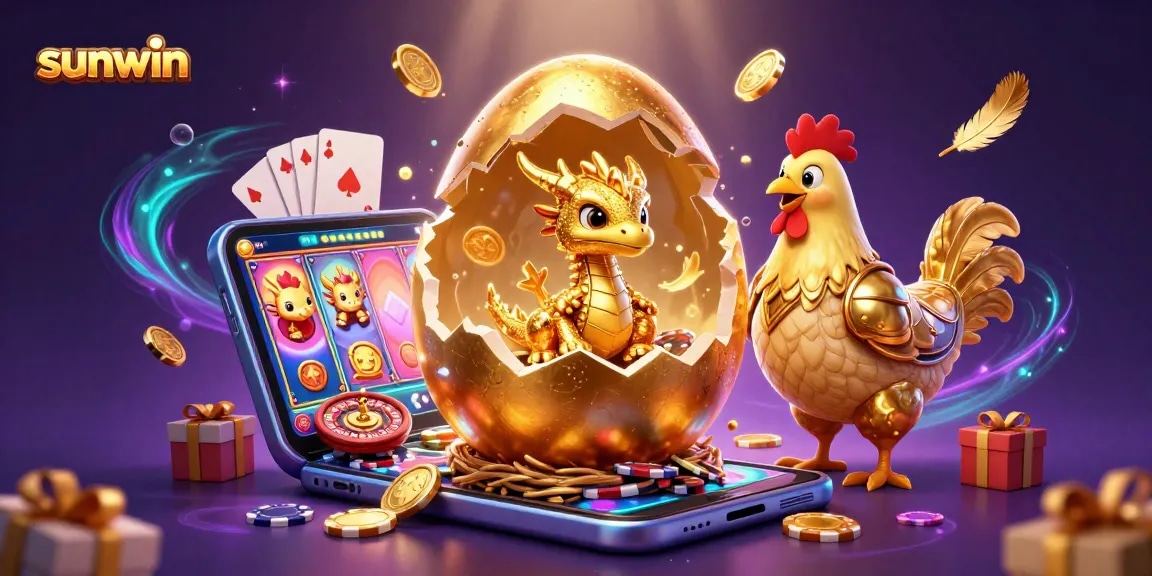 Experience sunwin's vibrant world with a dragon and poker chips in a captivating casino illustration.