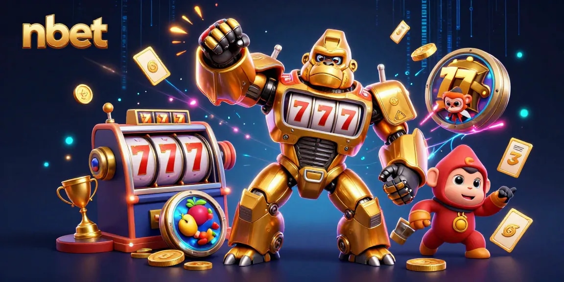 Engage with nbet's exciting slots featuring a transformer-style gorilla mech and vibrant game elements.