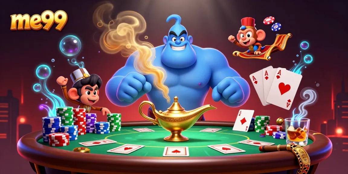 Experience high-energy gaming at me99 with a vivid illustration of an enchanting casino scene.