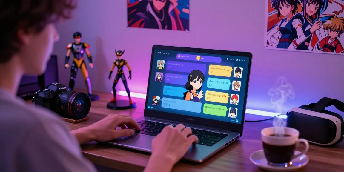 Engaging in ai ecchi chat with vibrant character interface and cozy room setup.