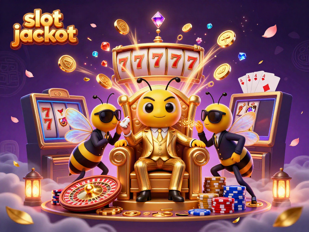 Experience the thrill of winning a slot jackpot in a vibrant casino scene featuring unique characters.