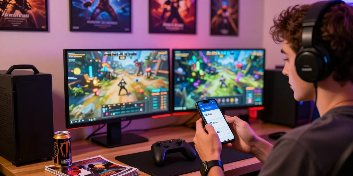 Downloading App Da88 in a dynamic gaming setup with vibrant lights and accessories.