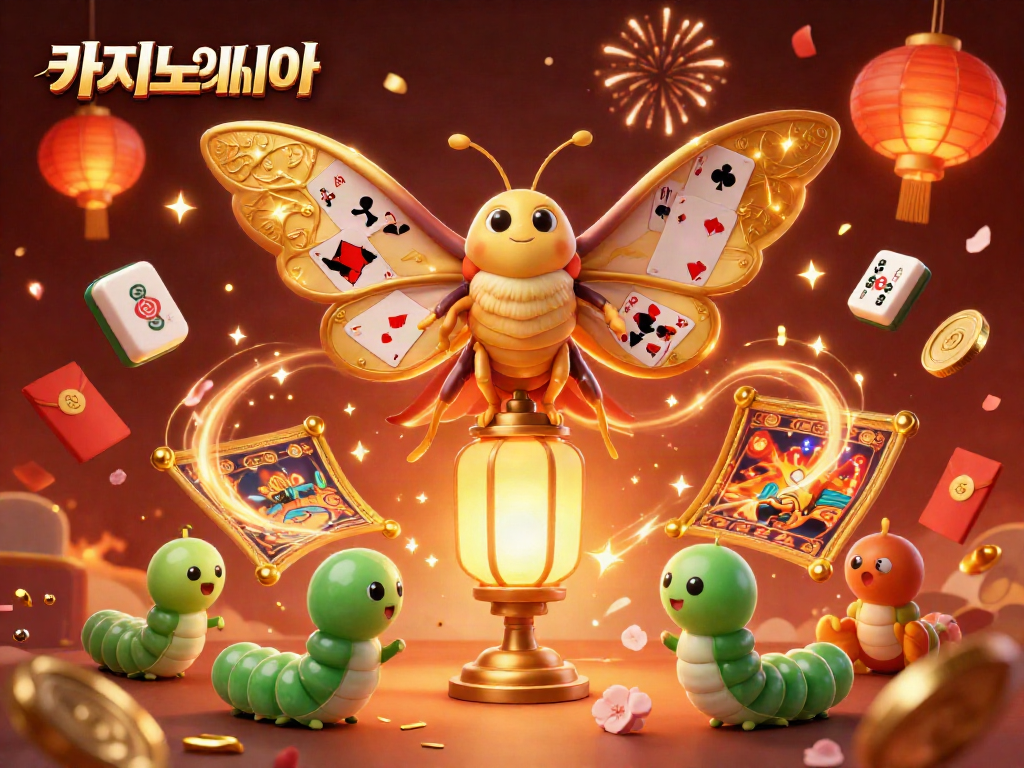카지노사이트에서 매력적인 3D 나비가 금빛 날개로 주목받는 장면