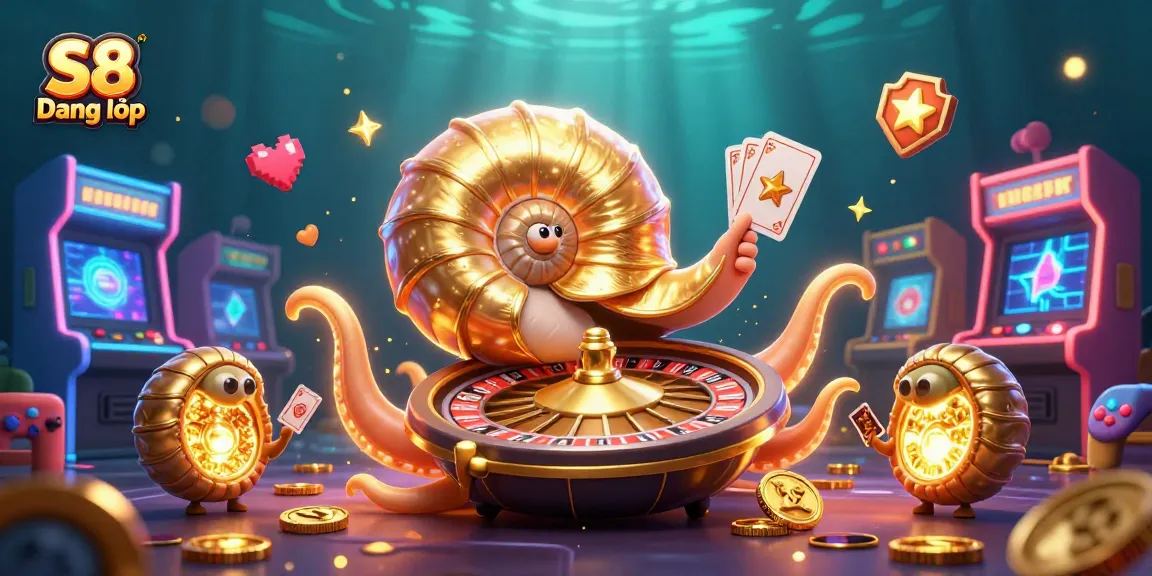 S8 Đăng nhập guides users to fast casino access with an engaging 3D gaming scene full of vibrant characters and game elements.