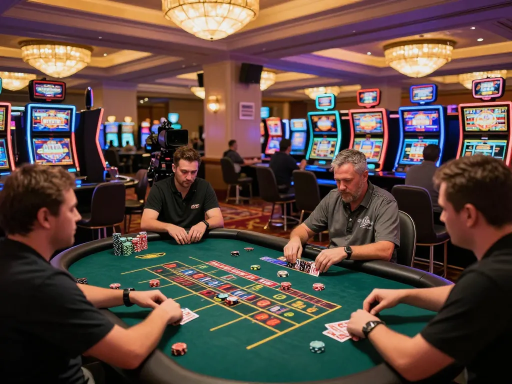 Engaging game atmosphere at upscale casino featuring 789win 37 slot machines and roulette.