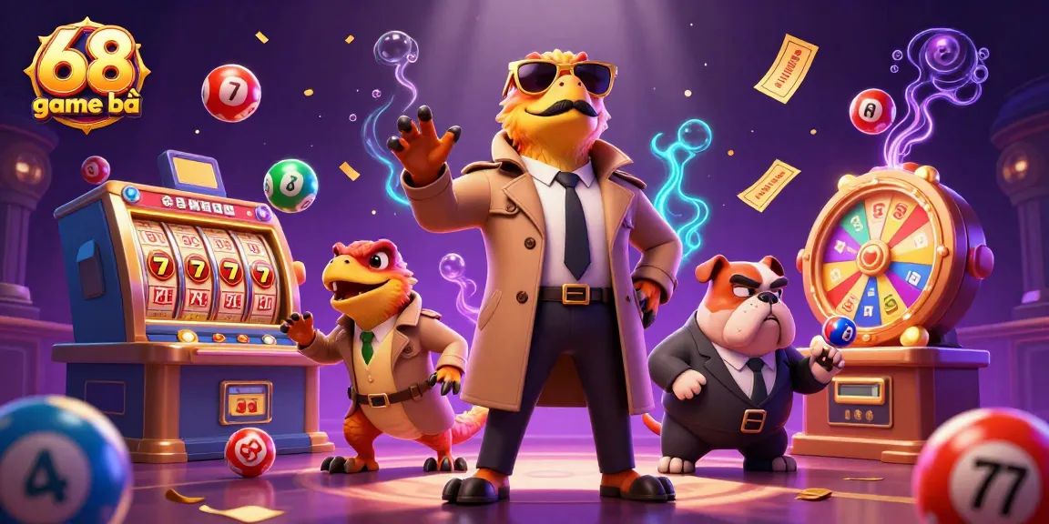 Engage with thrill at 68 game bài's VIP lounge with raptors in disguise and colorful game elements.