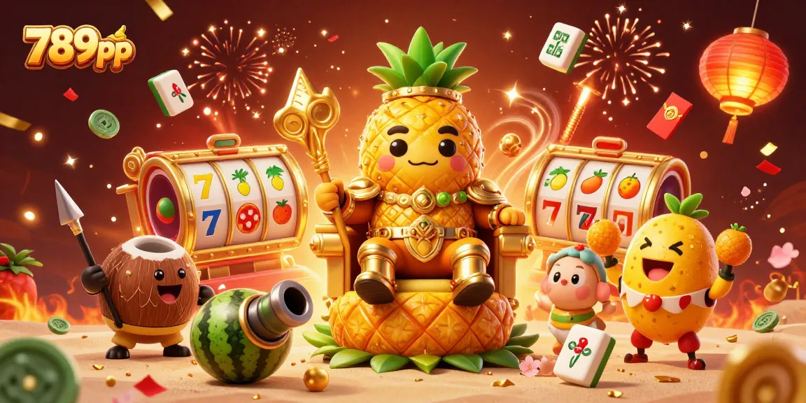 Experience thrilling gameplay at 789pp with a vibrant casino scene featuring animated characters and festive elements.