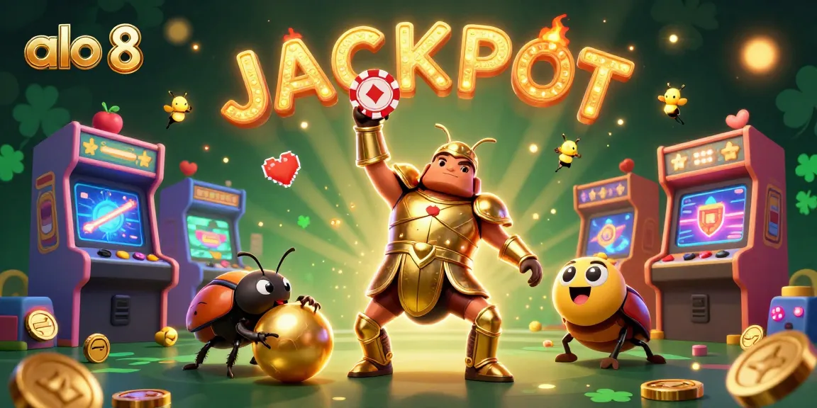 Experience the excitement at alo 8 with a vibrant jackpot scene featuring dynamic gambling elements.