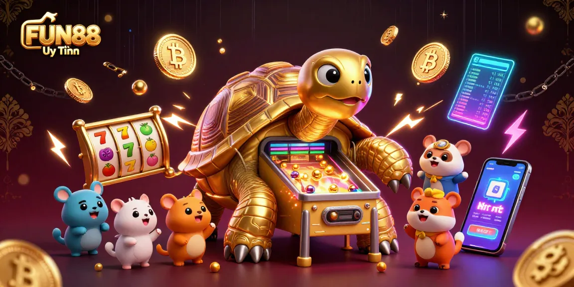 Engage with thrilling FUN88 Uy Tín by rolling lucky slots and vibrant casino features in this dynamic scene.