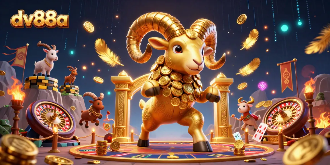 Engage in thrilling gameplay at dv88a featuring a golden ram charging at a live casino setting, showcasing rich casino experience.