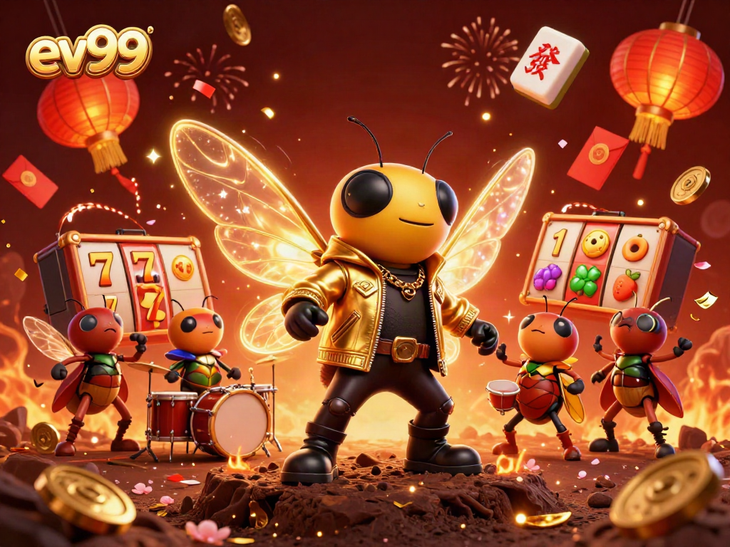 Experience exhilarating gameplay with ev99 in vibrant 3D casino illustration showcasing characters and game elements.