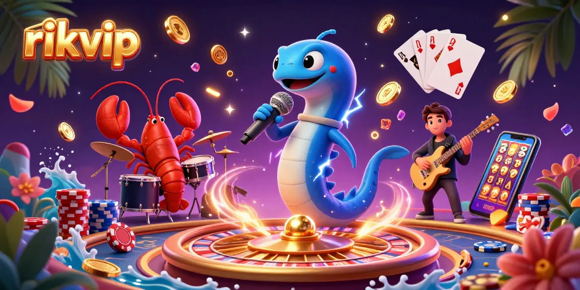 Experience thrilling gameplay at rikvip with an underwater casino scene featuring a DJ electric eel, vibrant game elements, and dynamic action.