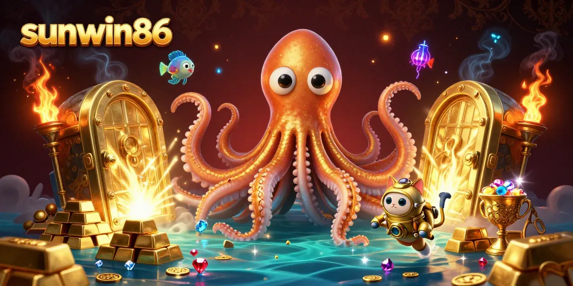 Engage in thrilling gameplay at sunwin86 with a kraken, diving cat, and treasures!
