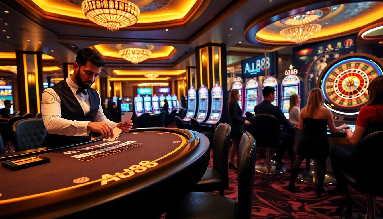 Experience the thrill of winning at AU88 casino with luxurious gaming tables and vibrant slots.