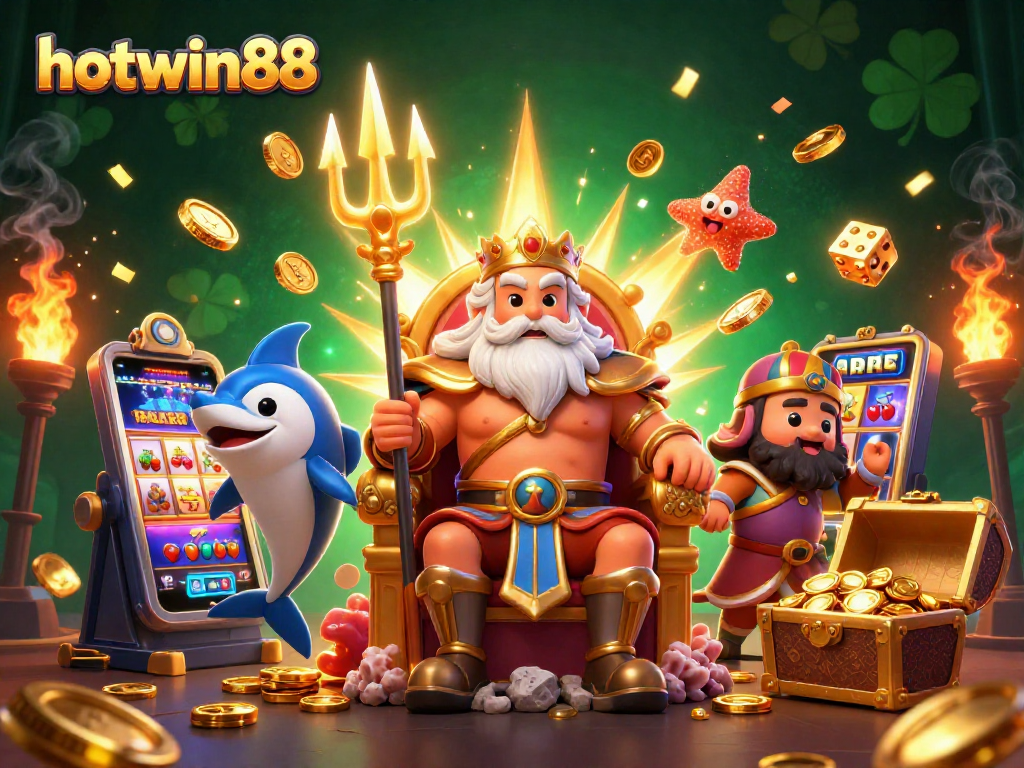 Experience the thrill of hotwin88 with vibrant slot action and casino excitement in a dazzling 3D illustration.