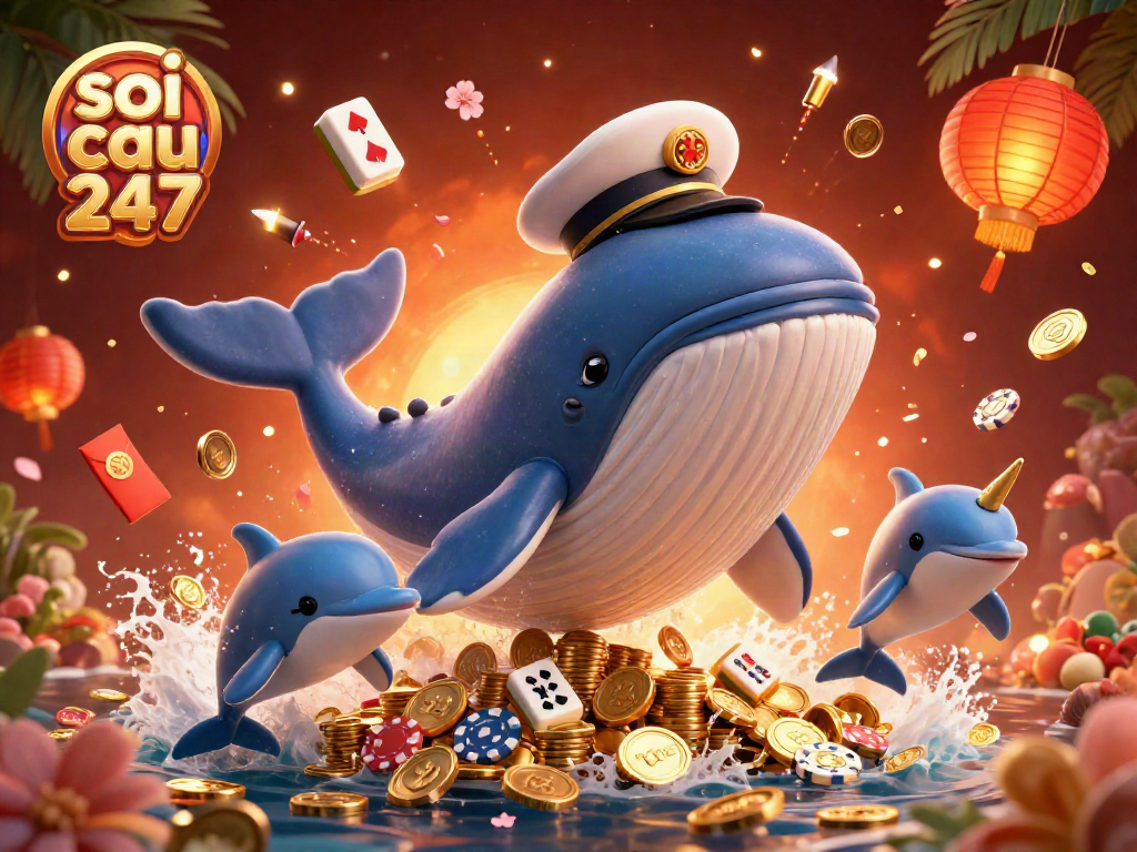 Play with soi cau 247 as a whale in a captain's coat leaps through a gold coin sea while dolphins spin poker chips.