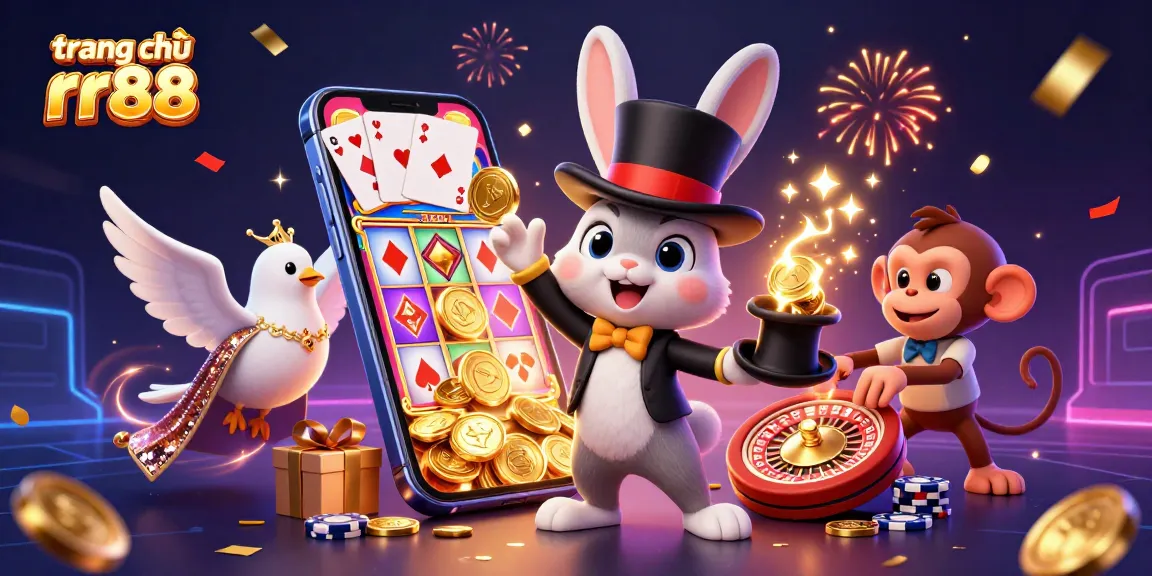 Win exciting rewards on trang chủ rr88 with animated characters and vibrant casino elements.