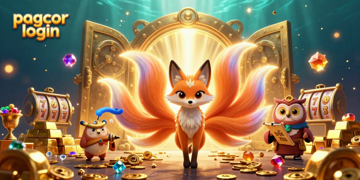 Experience the excitement of pagcor login with a vibrant 3D casino illustration featuring mystical characters and treasures.