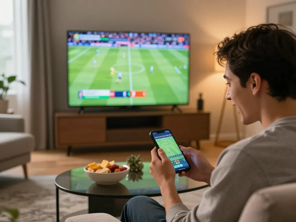 Socolive user cheering while placing live bets on soccer matches from their smartphone.