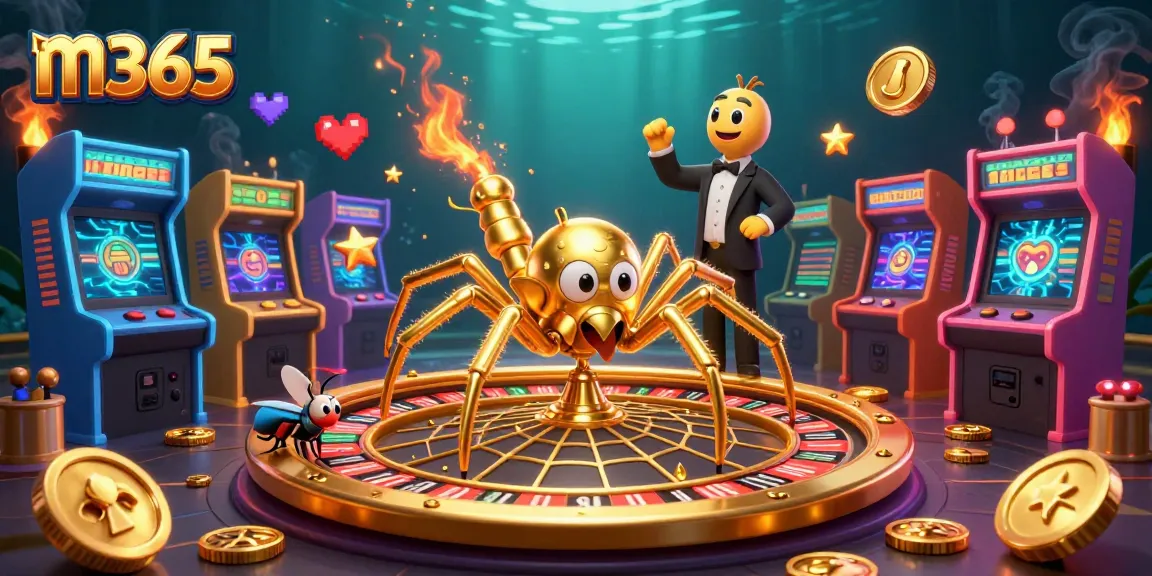 Engage with m365 in a dynamic casino scene featuring gold elements, game machines, and thrilling action.