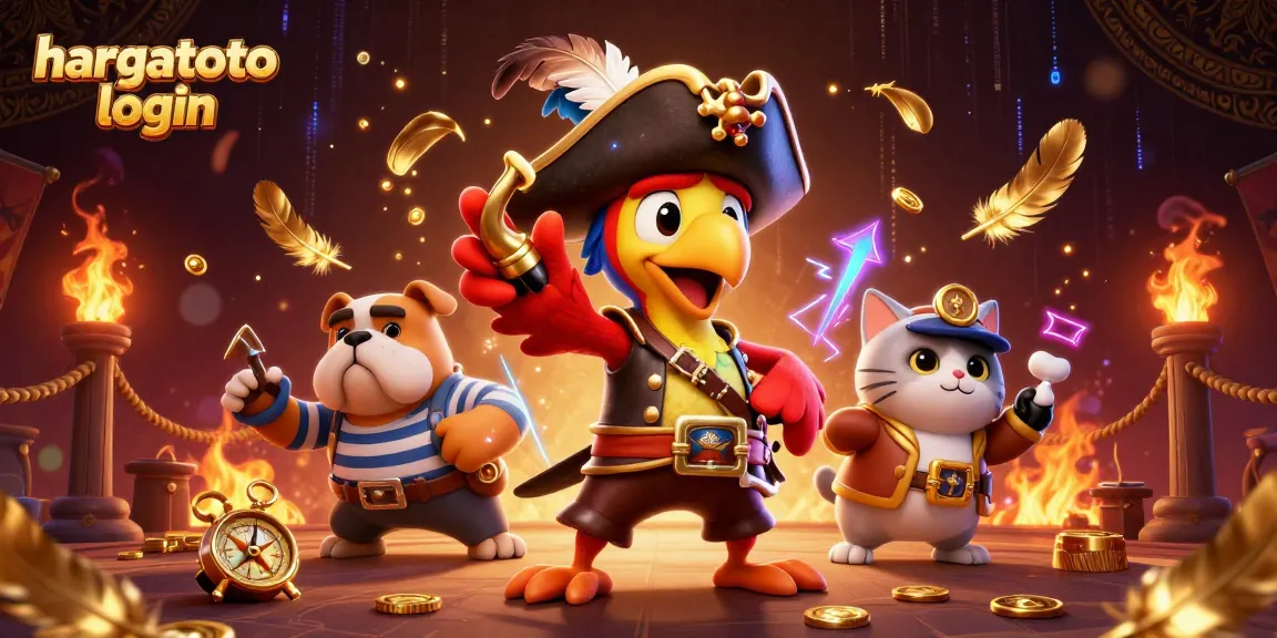 Experience seamless access with hargatoto login through an illustrated pirate-themed casino adventure.