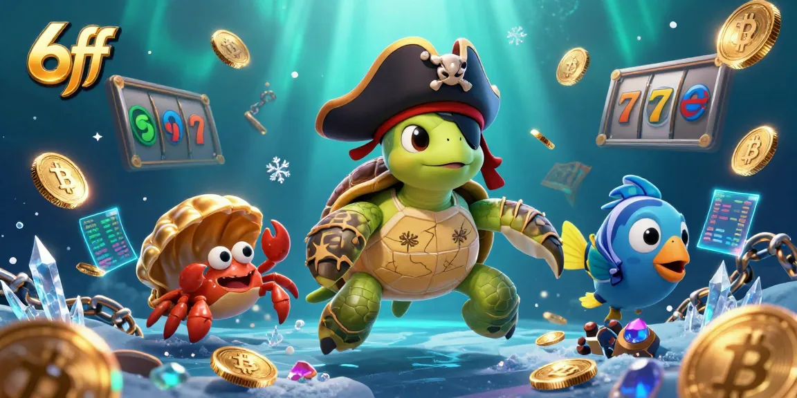 Experience thrilling jackpots with 6ff's pirate turtle and treasures in a vibrant casino scene.