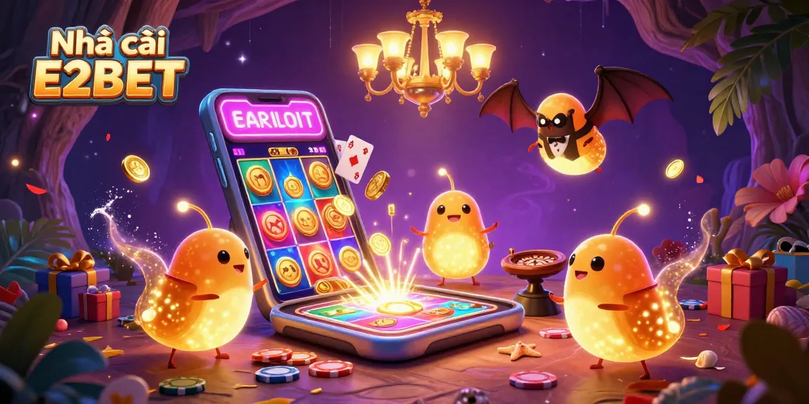 Play exciting casino games at Nhà cái E2BET with vibrant glowworms lighting up the room.