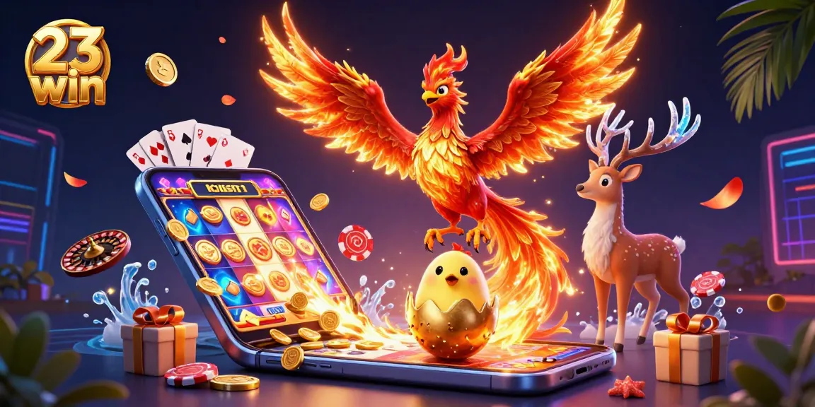 Play slot games and experience the thrill of 23 win among vibrant casino elements.