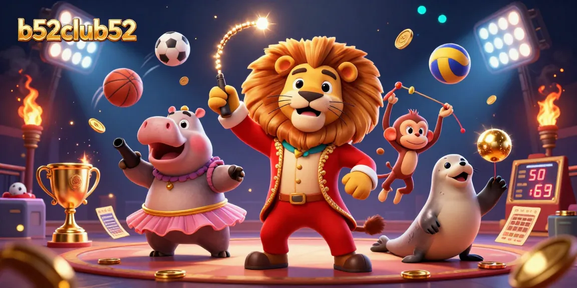 b52club52 showcases an enthralling 3D casino scene with vibrant characters and dynamic game elements.